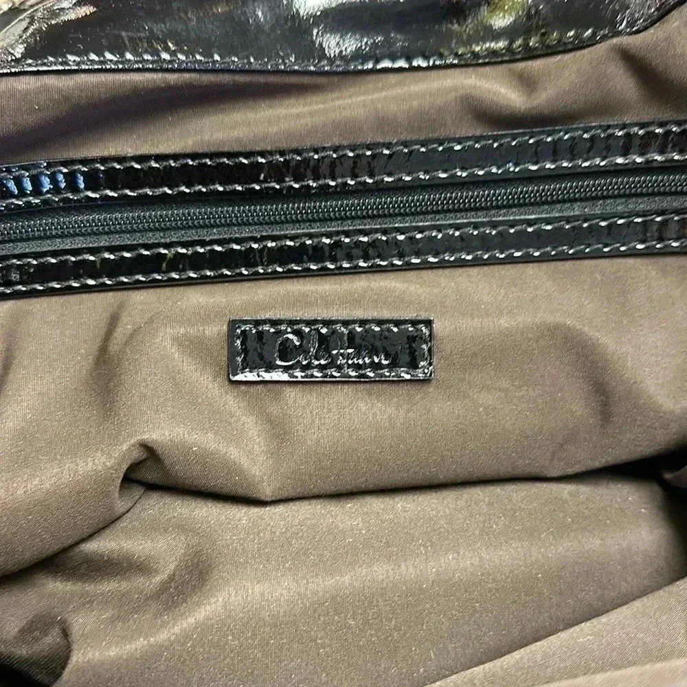 COLE HAAN SUPER SOFT SUEDE AND PATENT LEATHER SHOULDER BAG - Picture 9 of 14